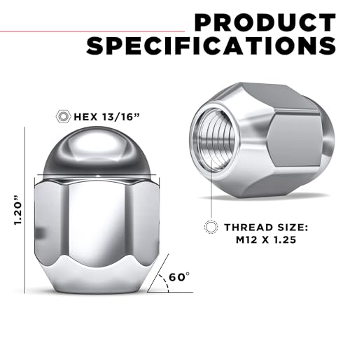 Image of White Knight M12x1.25 Lug Nuts for Select Nissan Frontier, Rogue, Cube, Juke, Leaf, Murano, Quest, Versa and Many More.. Factory Style Chrome Dome Top Acorn - WN11406-20AM (20 Pack)