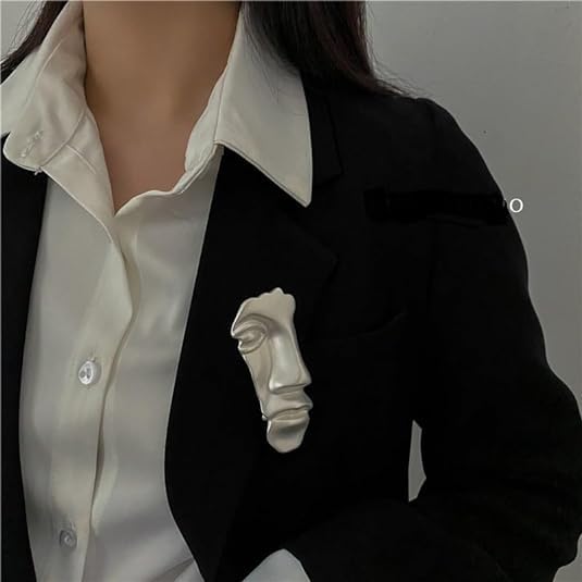 Image of 2Pcs Vintage Mask Brooch Minimalist Metal Figure Face Pin for Women Men