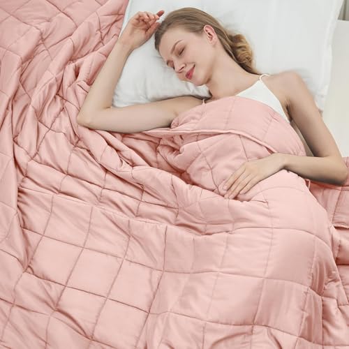 Pink Weighted Blanket for Adults 20lbs, 88"x104", King Size Cooling Heavy Throw Blanket for 130-220lbs, Microfiber Soft Thick Big Blankets Weighted Comforter Gift for Sleeping