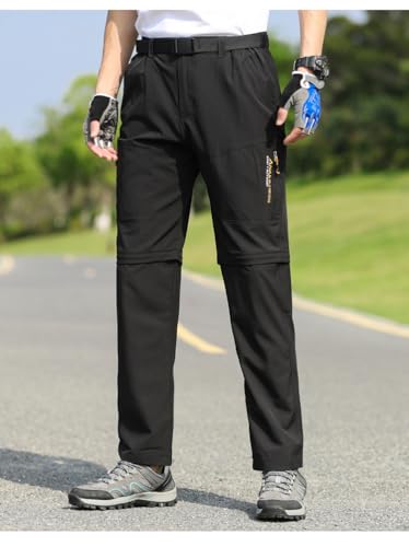 Men's Convertible Hiking Pants, Quick Dry Outdoor Cargo Pants, Zip-Off to Shorts, Removable into Shorts via Zipper4