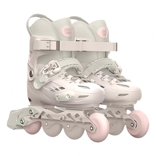 DAYONG Roller Skates for Kids, Adjustable Inline Skating Shoes with 8 Light Up Wheels and Double Adjusting Buckle, Dual Mode Breathable Rollerblades for Beginners, Kids, Adult. (Gift box-pink, L)