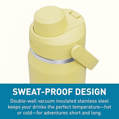 Image of CamelBak Thrive Chug Insulated Stainless Steel Water Bottle, Cold Retention with High Flow Lid for Everyday Hydration and Active Use, 25oz, Yellow Bloom