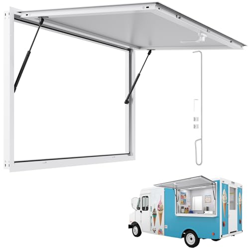 Image of VEVOR Concession Window Aluminum Alloy Frame Service Windows for Food Truck, Up to 85 Degrees Stand Serving Window with Awning Door and Drag Hook (whole piece, 53x33in)