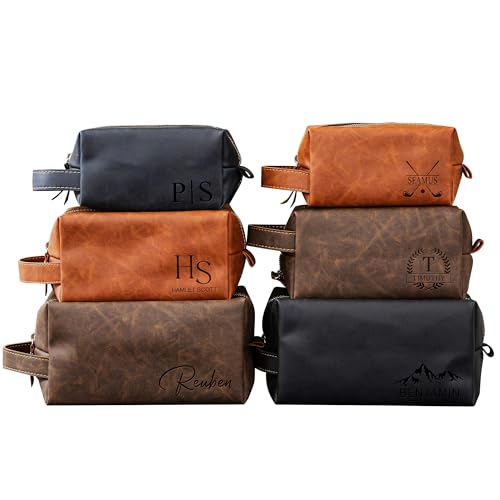Borsa da toilette in pelle personalizzata per uomo Anniversario, Natale, San Valentino, Festa del papà, Regali di compleanno per marito, papà, nonno, fratello