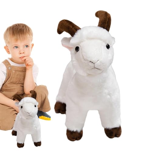 Lizeboyi Jouet Peluche Chèvre, Animal en Peluche Doux Mignon, Oreiller Décoratif 30 Cm pour Salon & Chambre d'enfant