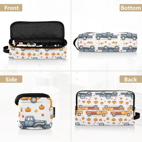 Bolsa organizadora portátil para herramientas de cabello con diseño de camiones y calabazas, resistente al calor, para planchas, rizadores y accesorios de cuidado capilar miniatura 5