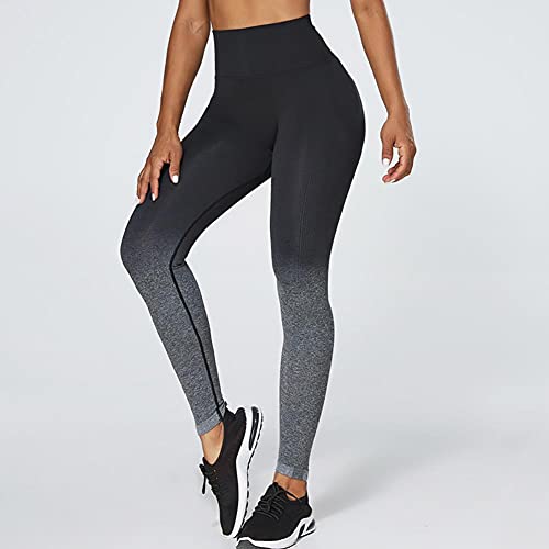 Leggings degrade Black Gray L para fitness y running con tejido elastico 6