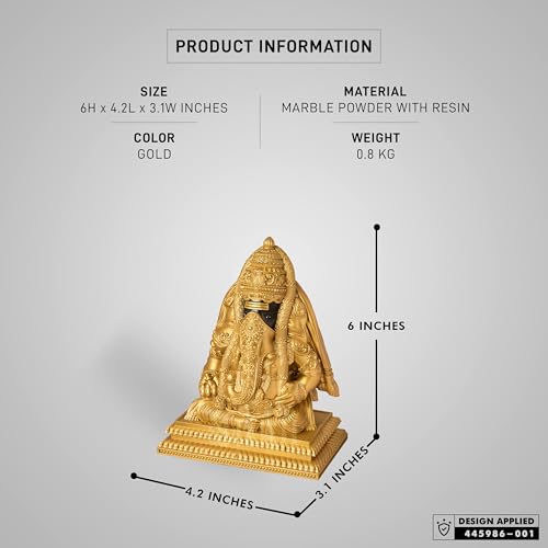 Image of SILAII Pillayarpatti Karpaga Vinayagar Idol - Sacred Wish-Granting Ganesha Murti Showpiece & Statue for Home Decor, Pooja Room, House Warming Gifts (Gold, 6 INCHES)