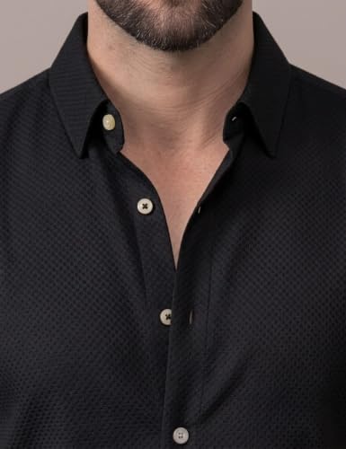 Image of NexaFlair Men's Regular Fit Solid Pattern Laffer Cotton Shirt with Long Sleeve Collared Neck Standard Length and Button Down Closure Type | Mens Casual Shirts | Man's Formal Shirts