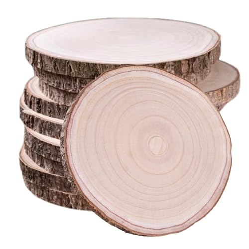 10 Pcs Natural Paulownia Wood Slices 9-10 Inches, for Centerpieces Table Decorations,Unfinished Rounds Wood for Crafts,for Rustic
