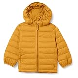 Amazon Essentials Boys' Lightweight Water-Resistant Packable Hooded Puffer Jacket, Insulated, Golden Yellow 2, Small