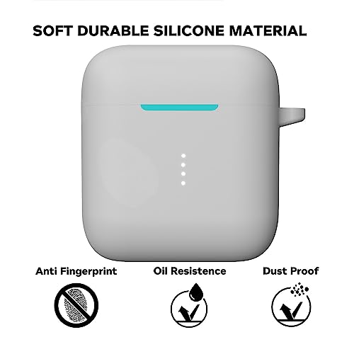 Image of Sounce Earphone Case Cover Compatible with Boat Airdopes 141, Soft Silicone Skin Case Cover Shock-Absorbing Protective Case with Keychain[Front LED Visible] - Grey -(Case Cover Only)