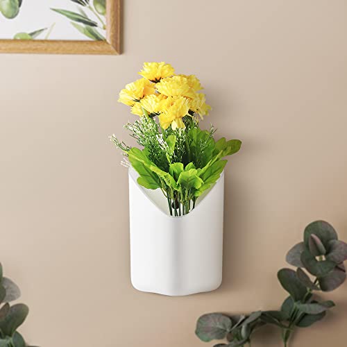 Image of BLUME Prism Wall Hanging Planter Flower Pot | Hook Hanging Plastic Plant Pot Container Set For Indoor, Outdoor Living, Home, Gardening- Set Of 1,White
