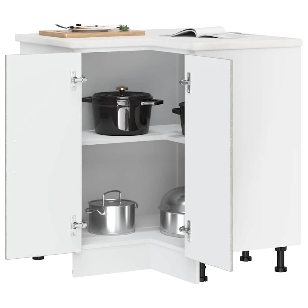 Lucca - Mobile angolare da cucina in legno Sonoma, 75,5 x 75,5 x 81,5 cm, con piedini regolabili, molto spazio per utensili da cucina, materiale robusto, adatto per dispensa