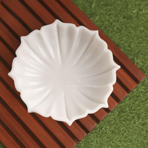 Image of SWADESHI BLESSINGS Handcrafted Marble Lotus Urli Bowl for Home Decor | Traditional Decorative Bowl for Floating Flowers, Potpourri & Festive Decor Items | Pooja Decoration | Wedding /Return Gifts, 9 inch
