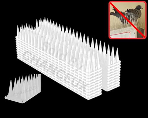 Image of CHANCEUX Anti Bird Plastic Spikes White (20 pcs Set) for AC Balconies Window Home Protection from Pigeon Dog Monkey Crow Kabootar -Area Covers 20 FT - kabutar Control Scare Repellent Balcony Railing
