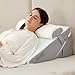 Ruqmuis 3PCS Wedge Pillow Set for After Surgery, Adjustable 9&12 Inch Bed Wedge Pillow for Sleeping, Incline Pillow Wedge for Headboard, Post Surgery, Acid Reflux, Neck&Back Support, White/Grey