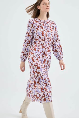 Robe midi trapèze imprimé floral à porter pour dissimuler les hanches - 5