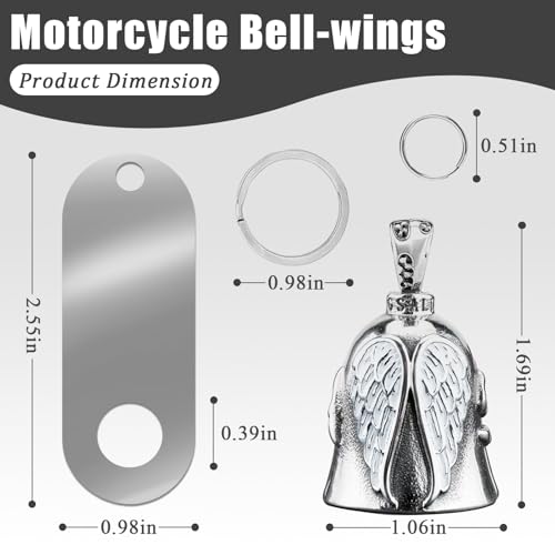 Image of vvag Motorcycle Bell Durable Guardian Angel Bell Hanger Biker Bell with Keychain Ring Motorcycle Accessories for Women