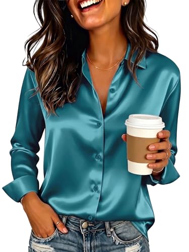Chemisier en satin fluide manches longues CBOO femme chic