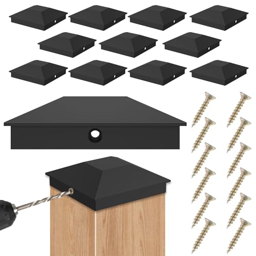 Foppla12 Stück Pfostenkappen 9x9cm Zaunkappen Kappen für Holzpfosten, Deck Pfosten Pfostenkappe Abdeckkappen für Zaunpfoste mit Schrauben (12)