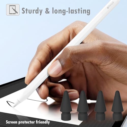 Image of SIXFU 4 PCS Replacement Tips Compatible with Apple Pencil Tip, Durable Tips Compatible with Apple Pencil Pro /USB-C / 1st / 2nd Generation, Accessories Compatible with iPad Pencil(Black)