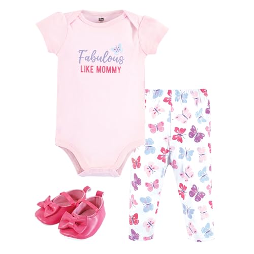 Image of Hudson Baby Unisex Baby Cotton Bodysuit, Pant and Shoe Set