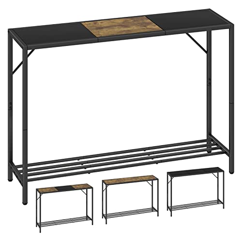 Laatooree 41.7” Console Table, Diy Entryway Table, Hallway Foyer Table With Two- Color Top Shelf, Narrow Sofa Table For Entrance Hall, Corridor, Living Room - Wood Look Metal Frame #TOP13