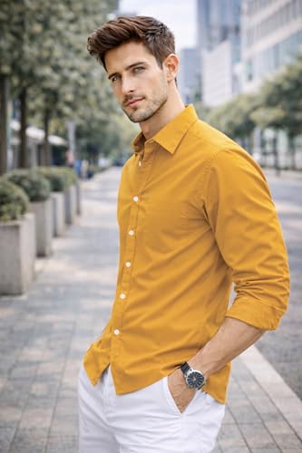 Image of Ben Martin Shirt for Men | Regular Casual Shirts for Mens' | Men's Casual Shirt's Slim Fit | Full Sleeve Cotton Shirts for Men's | Solid Shirt's for Mens Stylish | Formal & Casual Office Wear Shirts
