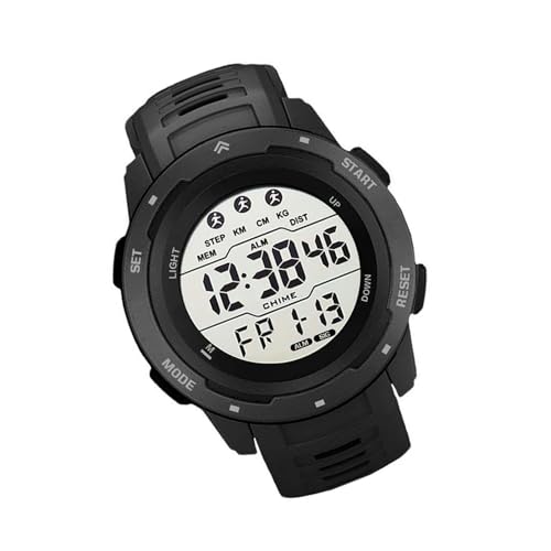 SPYMINNPOO Orologio Sportivo Elettronico Impermeabile, Timer Luminoso Multifunzionale per gli Sport All'aria Aperta (BLACK)