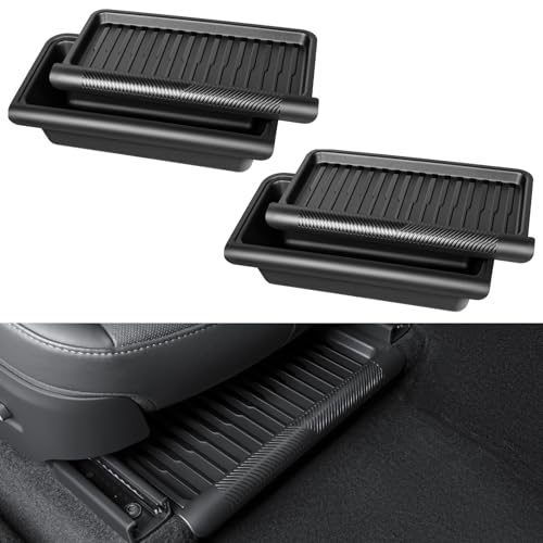 KUNIST 2PCS Under Seat Storage Box for 2026 Tesla Model Y Juniper Hidden Organizer Tray Underseat Bins with Lid Cover for 2025-2026 Tesla New Model Y Juniper (Launch Series) Interior Accessories