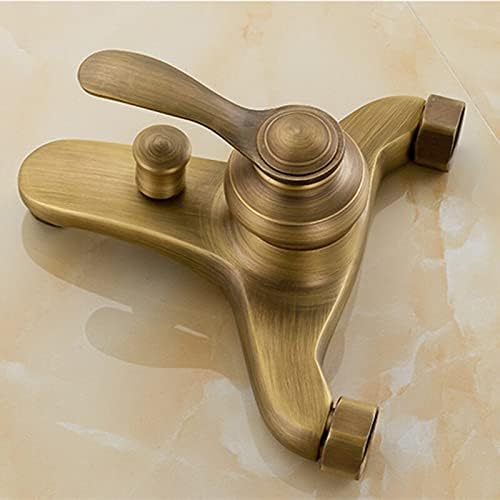 Antique Brushed Brass Bath Faucets Wall Mounted Bathroom Basin Mixer Tap Crane with Hand Shower Bath Shower Faucet