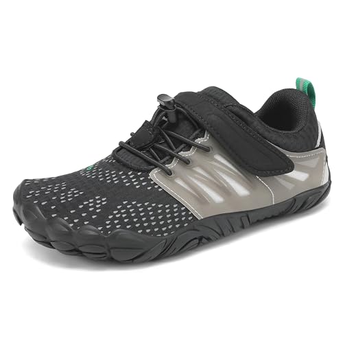SAGUARO Barfußschuhe Barfussschuhe Kinder Outdoor Sport Barfuß Schuhe Jungen Mädchen Zehenschuhe Traillaufschuhe Fitnessschuhe rutschfest Badeschuhe Wasserschuhe Neues Schwarz,Gr.24