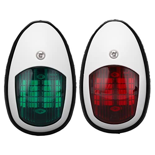 LEAYRAFF Universal LED Signal Lamp, Marine Side Navigation Light, Red and Green LED Bulbs with 1 Nautical Mile Visibility, IP66 Protection Grade for Boats Under 12m, Compatible with Pontoon (White)