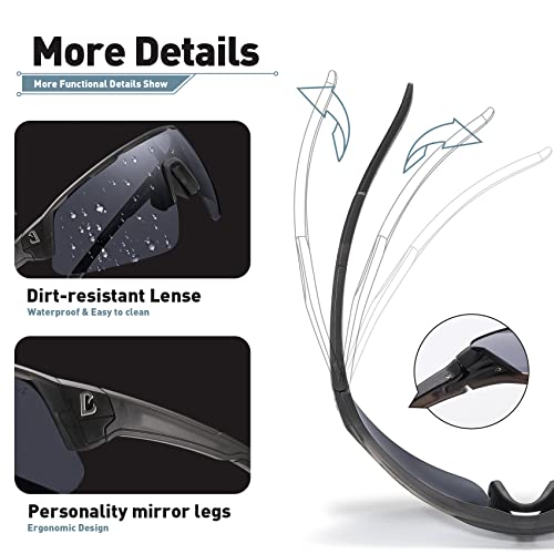 Image of Polarized Sports Sunglasses Wraparound Design TR90 Lightweight Frame With UV 400 Protection Glasses for Women Men