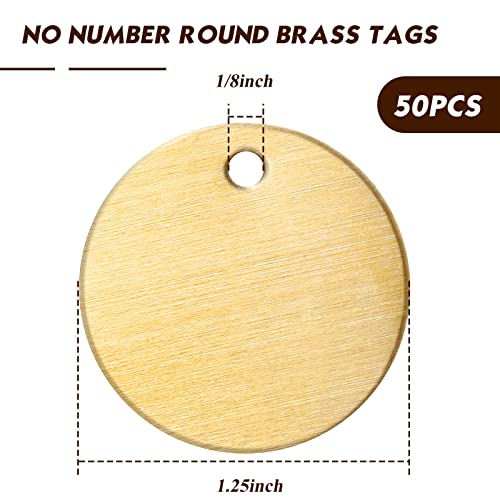 50 Pieces Round Brass Tags 1-1/4 Inch Diameter, Blank Valve Tags Gold Brass Tags For Stamping, Stamping Tag With Hole For Pets, Plants, Doors #TOP1