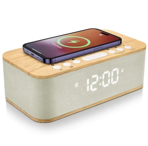 Dual Alarm Clock: Bluetooth, White Noise & Wireless Charging