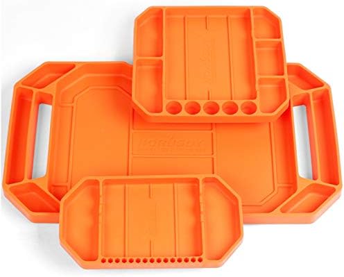 HORUSDY 3PC Large Non-Slip Flexible Tool Tray | Tool Organizer | Tool Storage | Tool Holder | Tool Mats | No Magnets | Grip Mat Tool Mat | of Christmas Day Tools Gift for Men