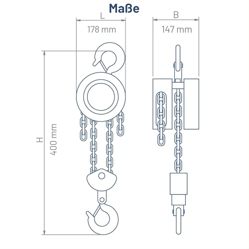 Foto von Pallit Flaschenzug CHAIN-M 2000 kg Tragkraft 2,5 m Hubhöhe robuste Stahlkette Seilzug mit 360° drehbarer Haken Seilzug Kettenzug Kettenflaschenzug