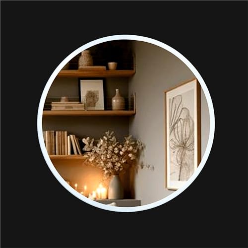 Image of Ali.G.I 30 inch Round Vanity Mirror with Bright White Frame - Elegant White Framed Mirror for Bathroom, Bedroom, Living Room, Office, Entryways, Hotel, Restaurant (Wht, 30 Inch)