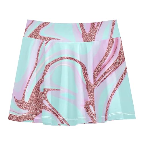 Blue Pink Girls Skorts Athletic Shorts Tennis Skirts Kids School Skirt Marble Pastel 4t