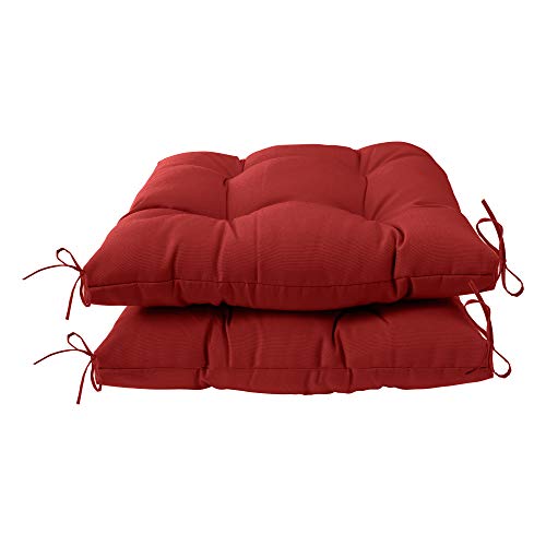 Image of QILLOWAY Indoor /Outdoor Square Seat Patio Cushion -Set of 2,19-Inches(Red)