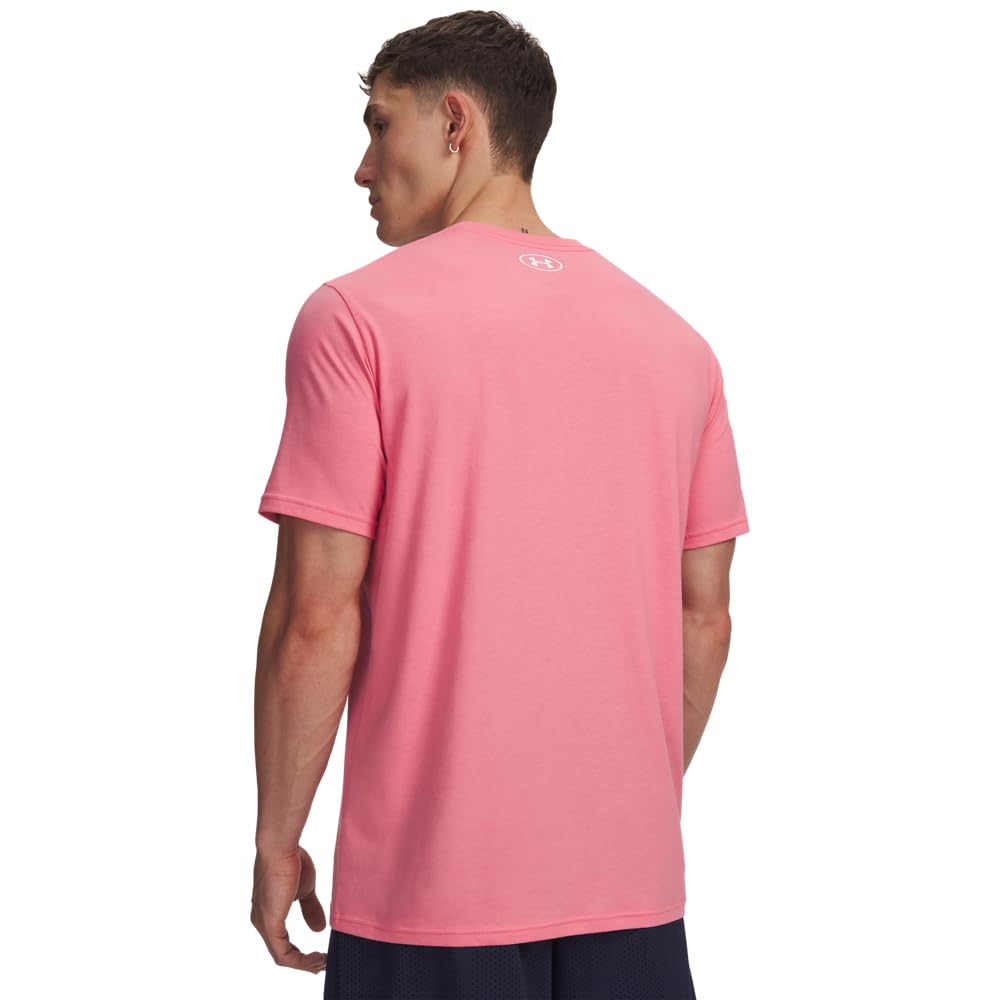Under Armour Homme T-Shirt Ample avec Logo sur La Poitrine Gauche, Bittersweet Pink/White, M