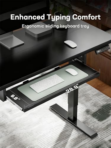 Marsail 48"x24" Electric Standing Desk, Adjustable Height Home Office Desk with Storage Bag, Headphone Hook, and 4 Memory Presets. Ideal Stand-Up Desk for Study, Writing, Work, and Computer Use.