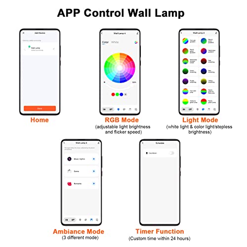 Smart Led Wall Light Magnetic Wireless Wall Mounted Lamps Infinitely Dimmable,3 In 1 Led Porch Wall Light With Diy Multiple Colors,Cylindrical Wall Sconce Color Changing Lights Music Sync（Black） #TOP3