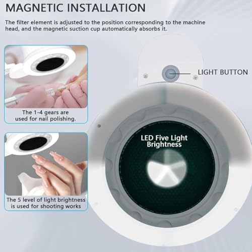 Aspiradora de Polvo para Uñas 80W con Luz LED miniatura 5