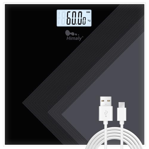 Digital Bathroom Scales USB Rechargeable, Weighing Scales for Body Weight with Weight Change Indication, Step-On Technology,High Precision,180kg/400lb/28stone Maximum Capacity