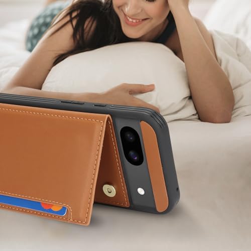 Étui portefeuille Pixel 8a marron clair en cuir synthétique robuste - 5