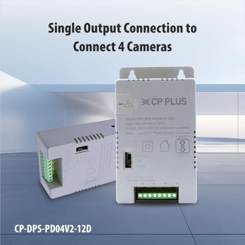 Image of CP PLUS 4 Channel CCTV Power Supply SMPS |12V 3A High Efficiency Adapter with LED Indicators| EMI Filter| Overload & Short Circuit Protection| Use for Video Surveillance Cameras| CP-DPS-PD04V2-12D