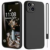 Kukiwhy Coque de Protection pour iPhone 14 5G   en Silicone avec 1 Cordon   Doublure intérieure en Microfibre   Protection complète de l'appareil Photo   Résistante aux Chocs et aux Rayures   Noir